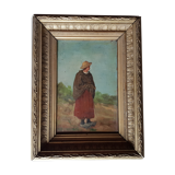 Ancient oil-on-wood painting 19th Century