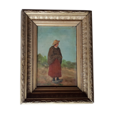 Ancient oil-on-wood painting 19th Century