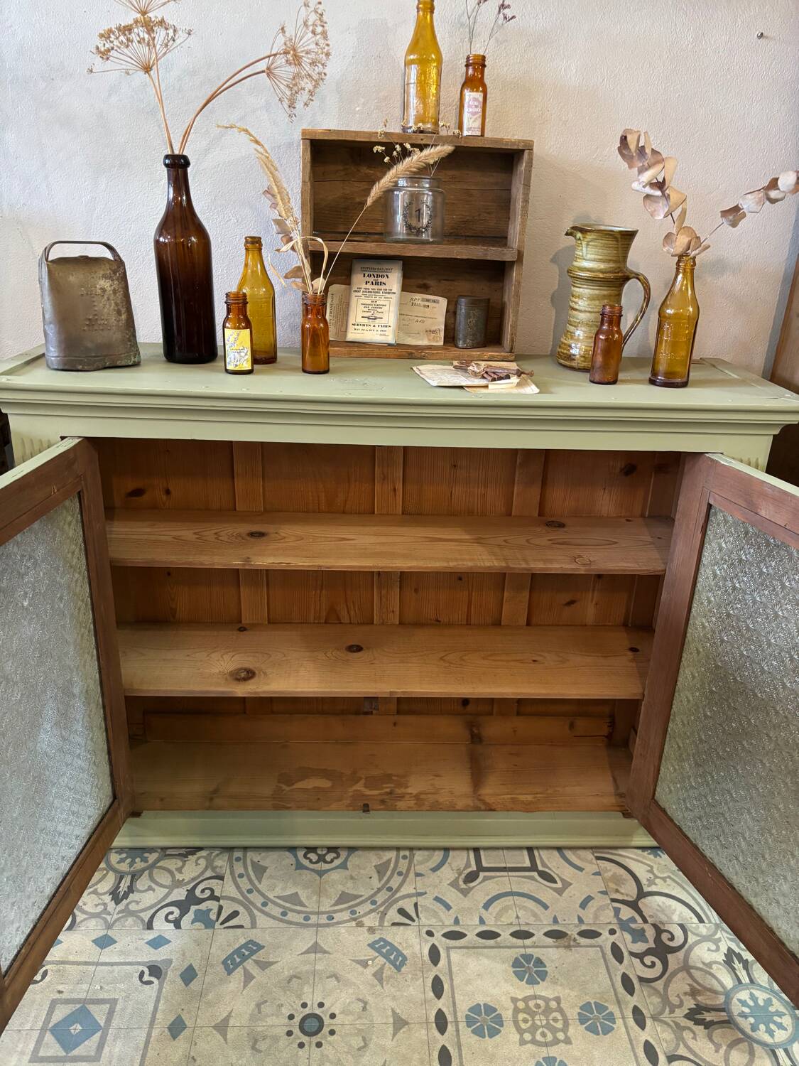 Khaki glass sideboard