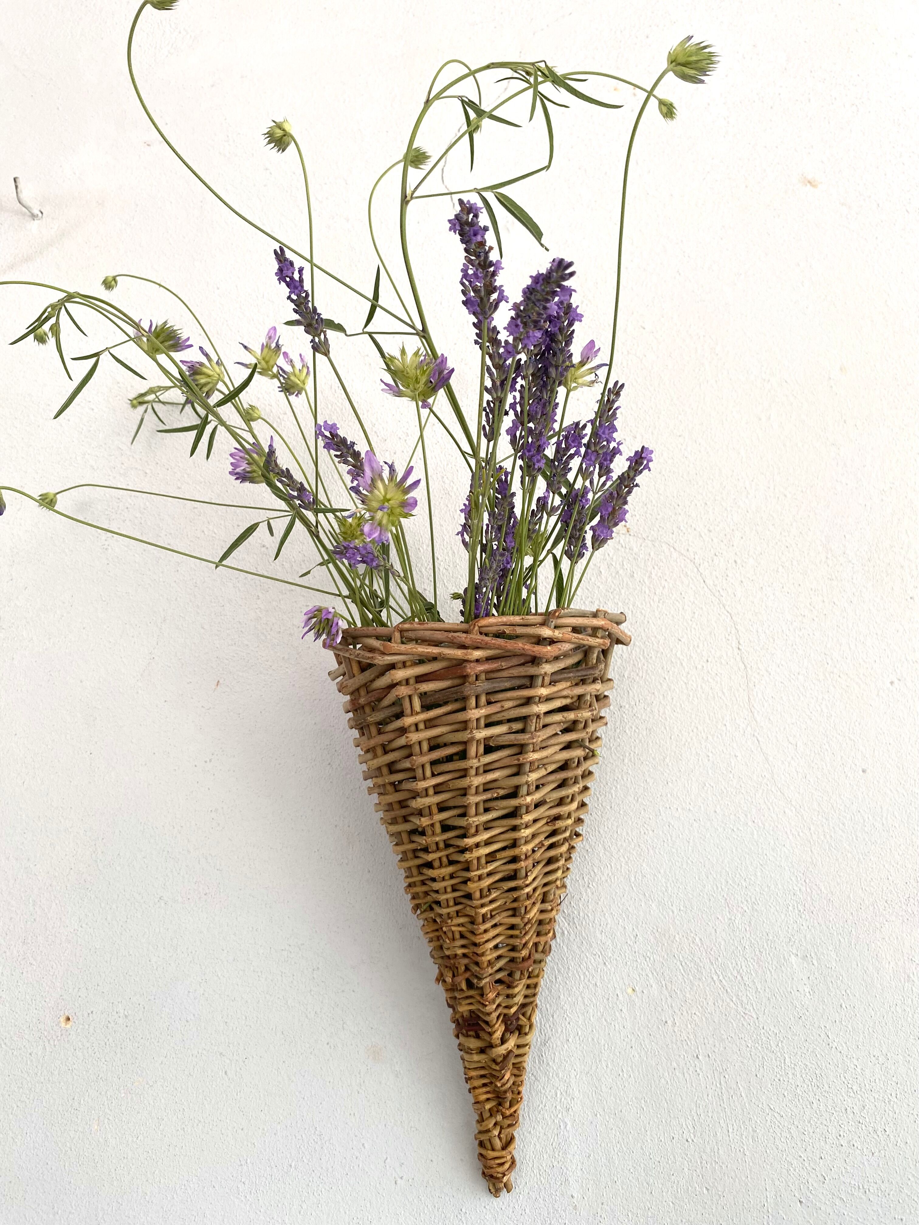 Decorative wall basket, wicker