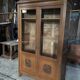 Vintage rococo oak bookcase with 2 glass doors.
