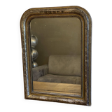 Louis Philippe gilded mirror late 19th century. Polychrome decoration.