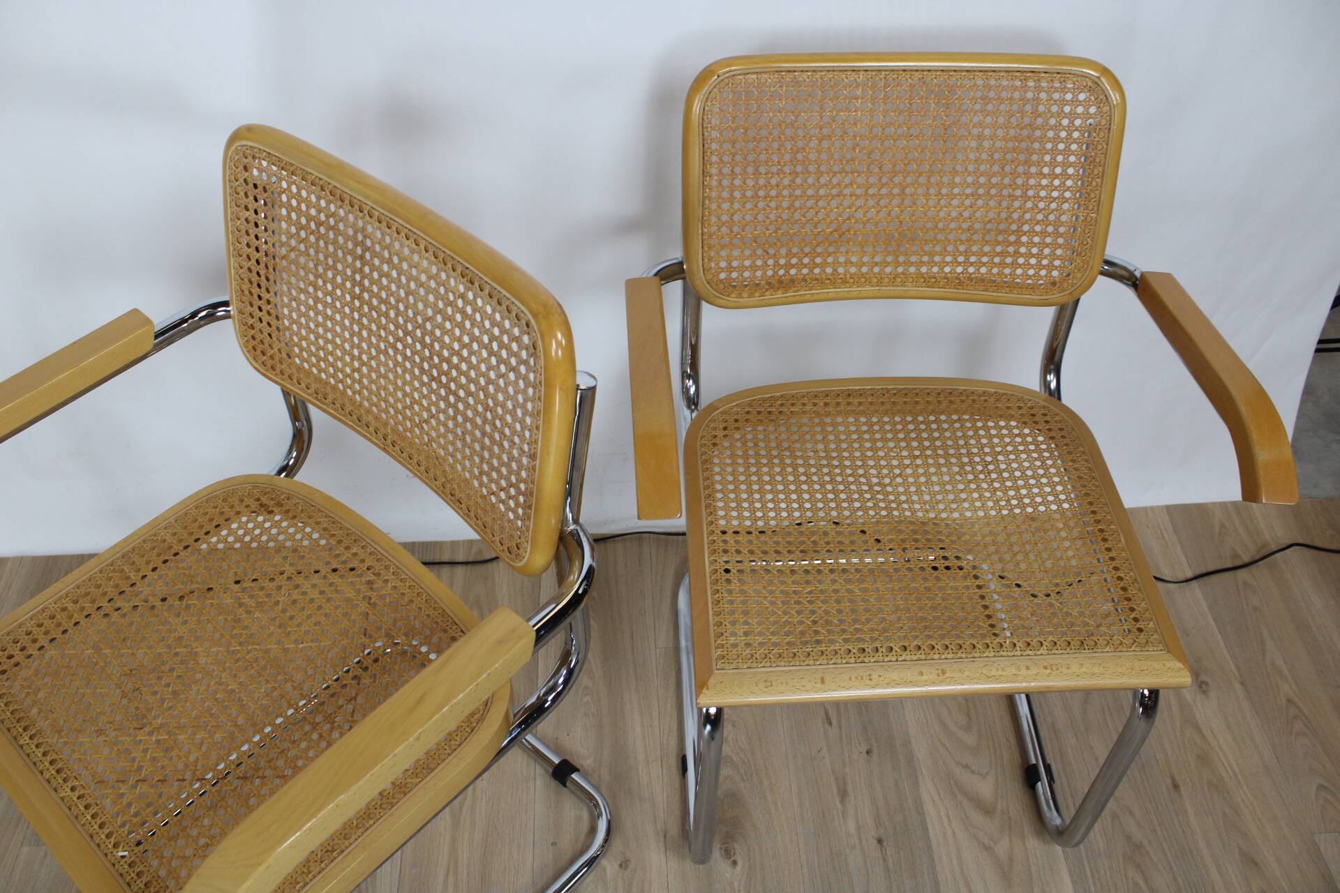 Cesca cantilever b64 chairs with armrests set of 4 attributed to breur italy