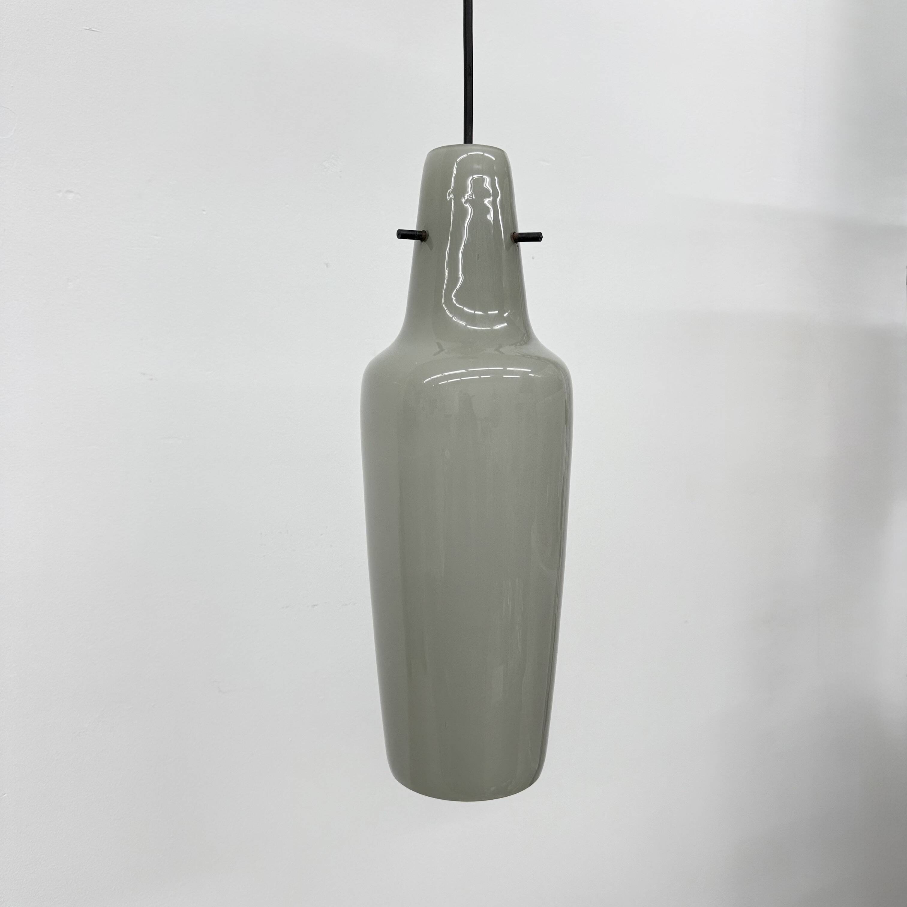 Mid-century grey glass pendant hanging lamp , 1960s Scandinavian