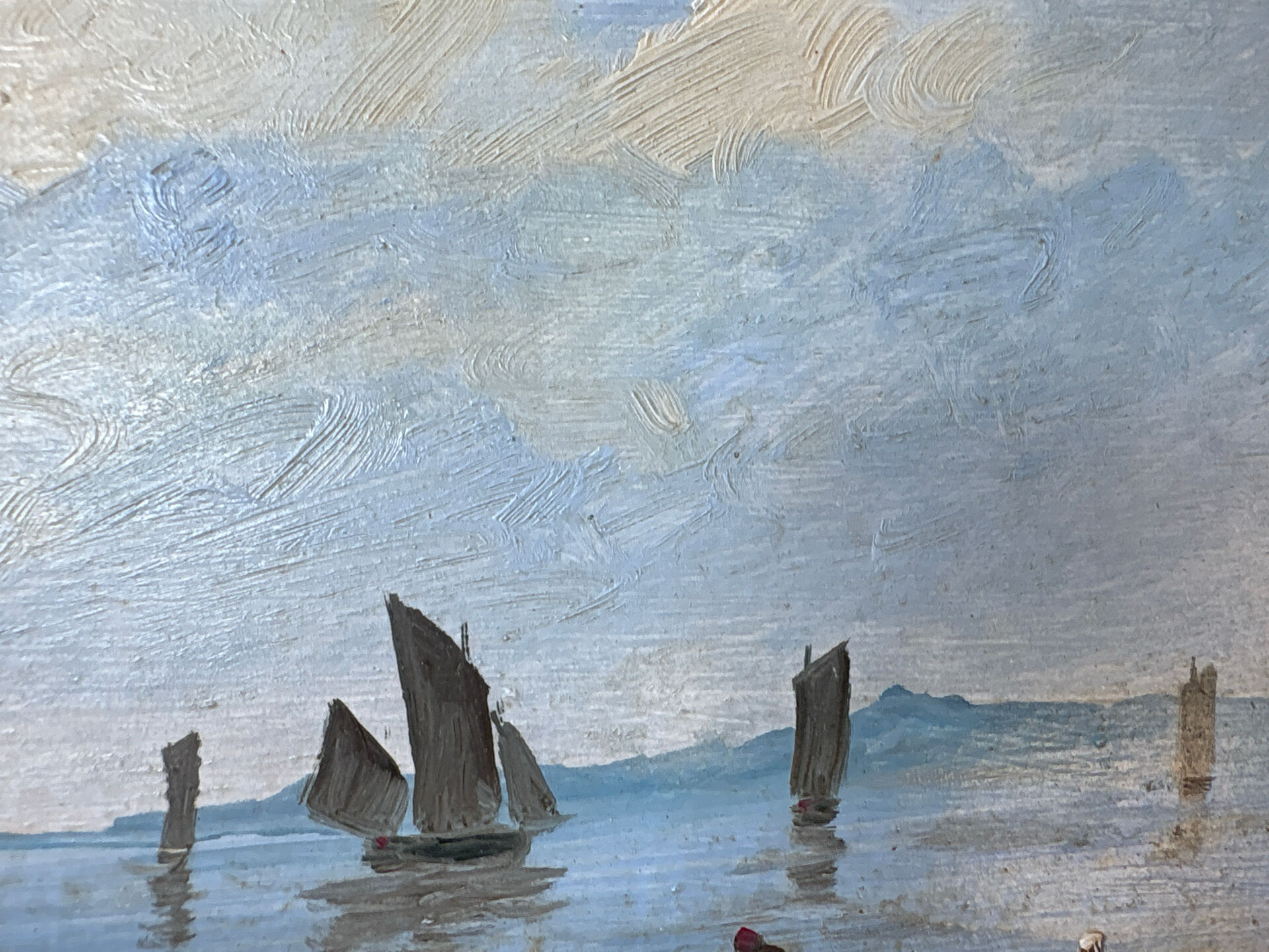 Painting signed Gérard Roux known as "Rouxe" – Scene of a Normandy beach