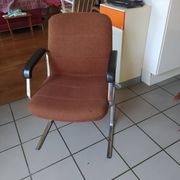 pair of 1970s modernist design armchairs in tweed fabric