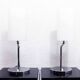 Pair of Italian chrome metal and white acrylic lamps