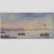Oil on wood by Riccardo Capone fishermen Italy 50s 60s