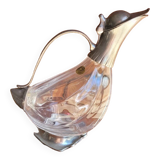 Crystal and silver metal wine carafe