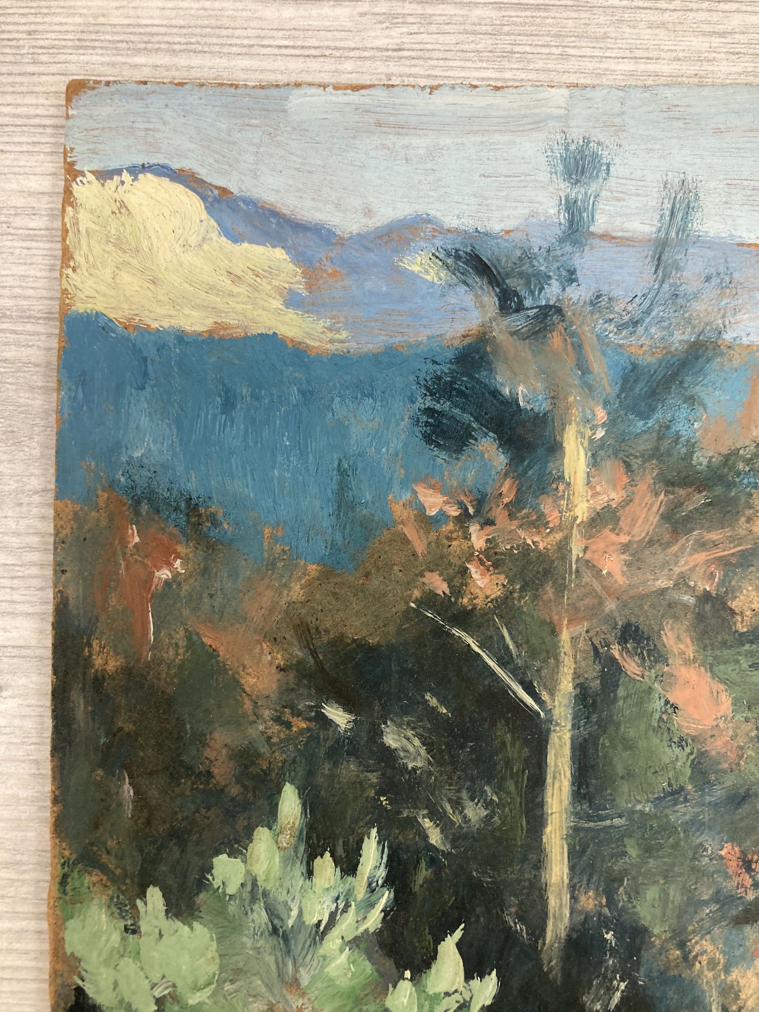 Oil on vintage panel signed