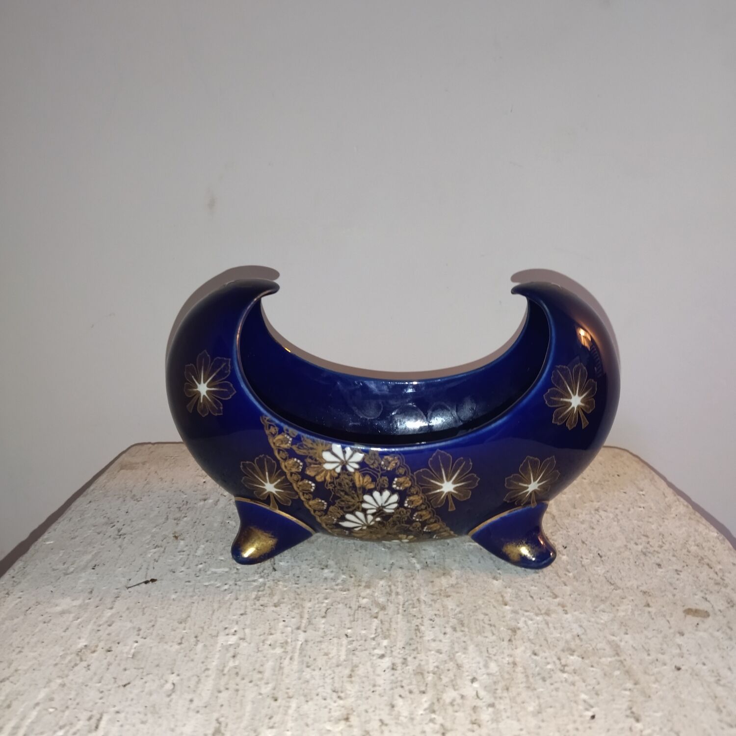 Planter earthenware vase art-nouveau enamels of Lunéville