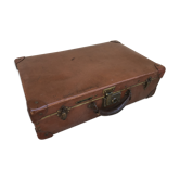 Ancienne valise malle de voyage ultima fibre marron