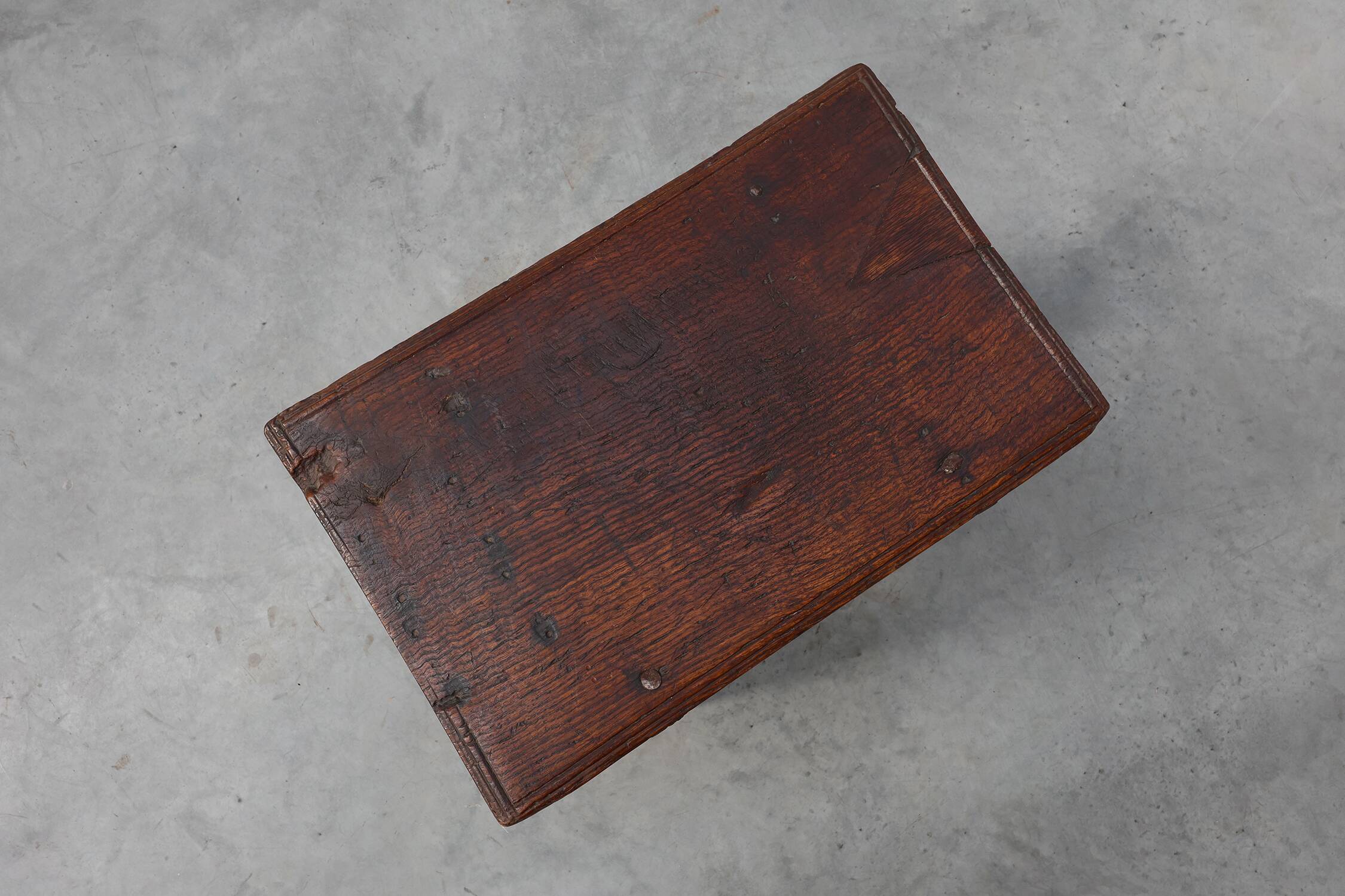 17th Century Spanish Oak Side Table with Drawer in Wabi Sabi Style