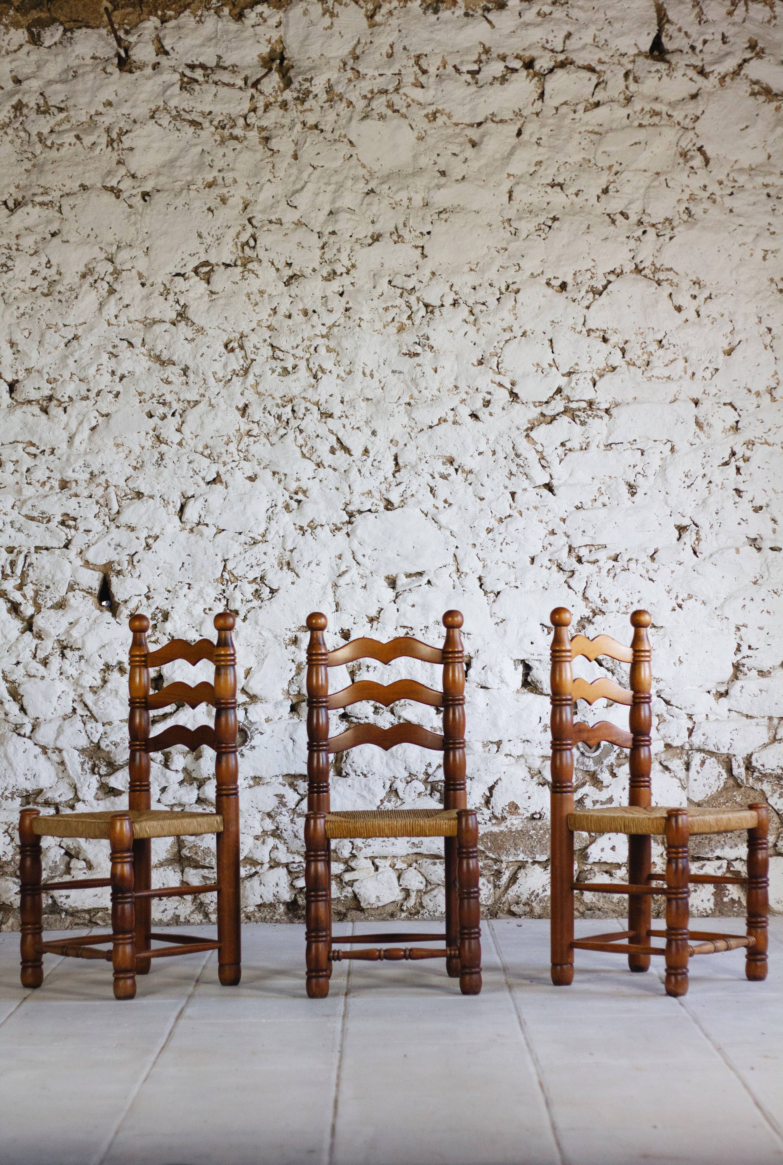 Set of 6 Dudouyt style chairs, 1950