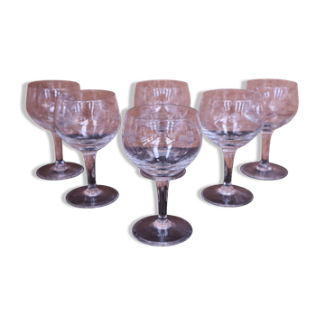 Set de  verres à vin rouge ballon gravé fleurs vintage