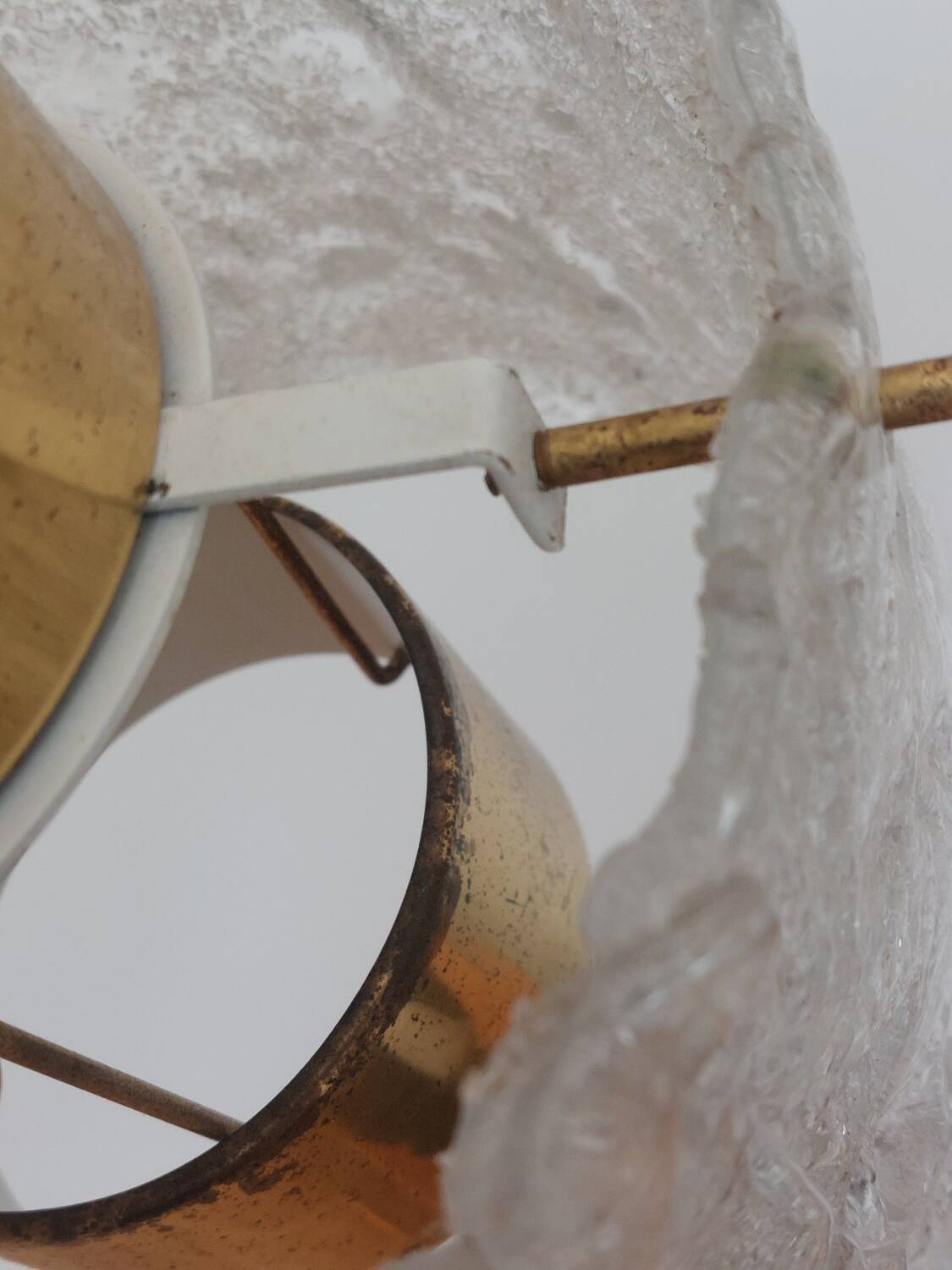 Vintage glass and brass suspension by Hillebrand Germany.