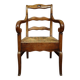 Empire armchair in solid walnut with woven straw seat.