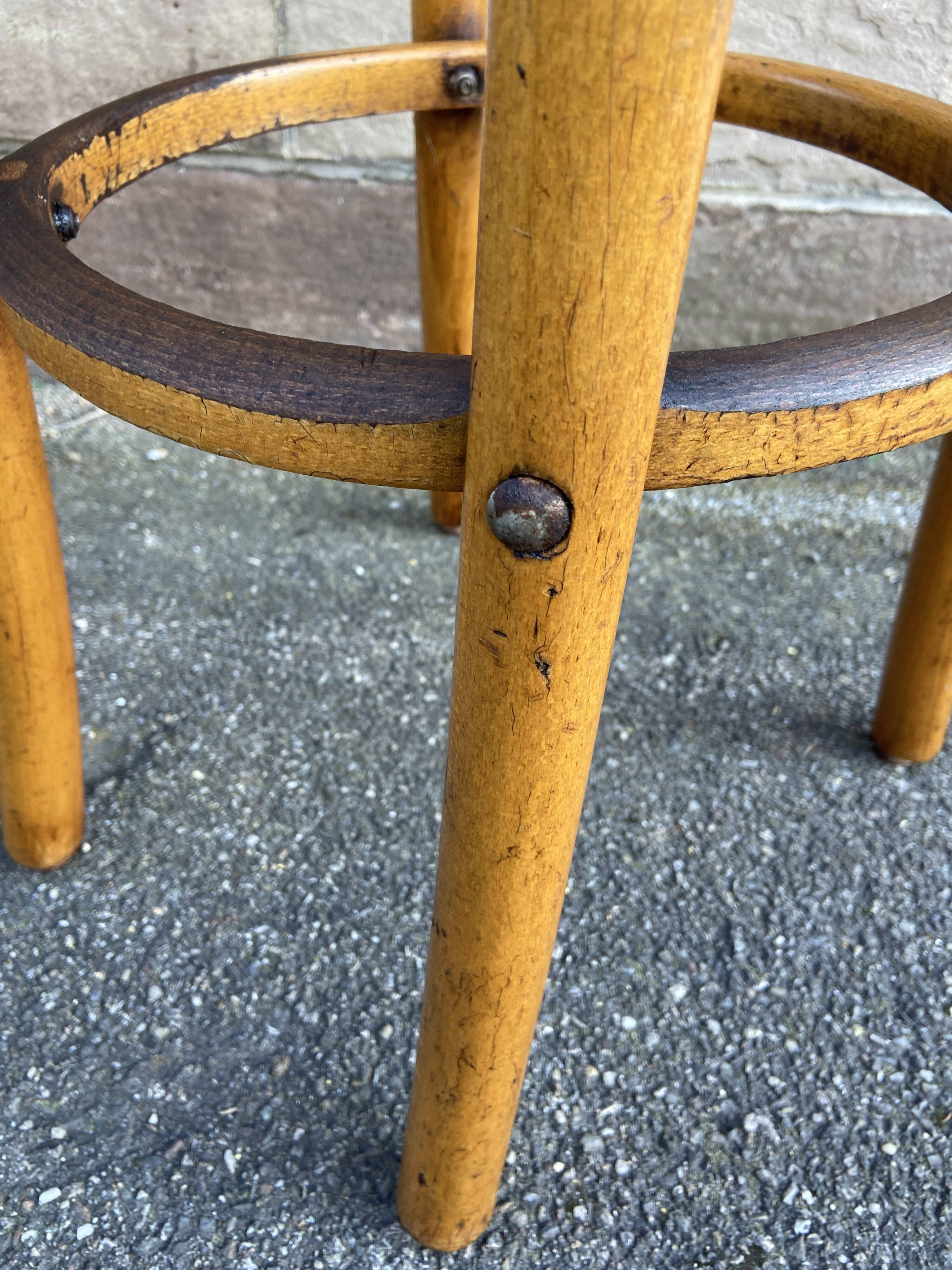 Paire de tabourets de bar bois courbé 1960