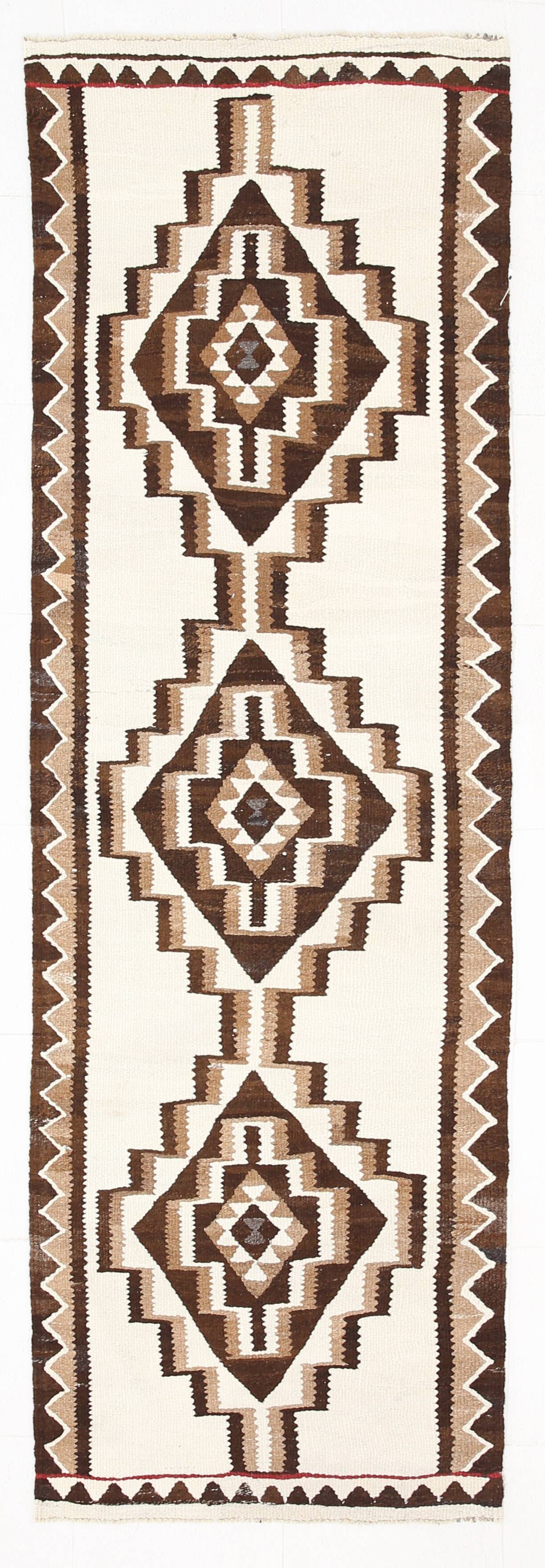 Tapis kilim vintage marron & beige