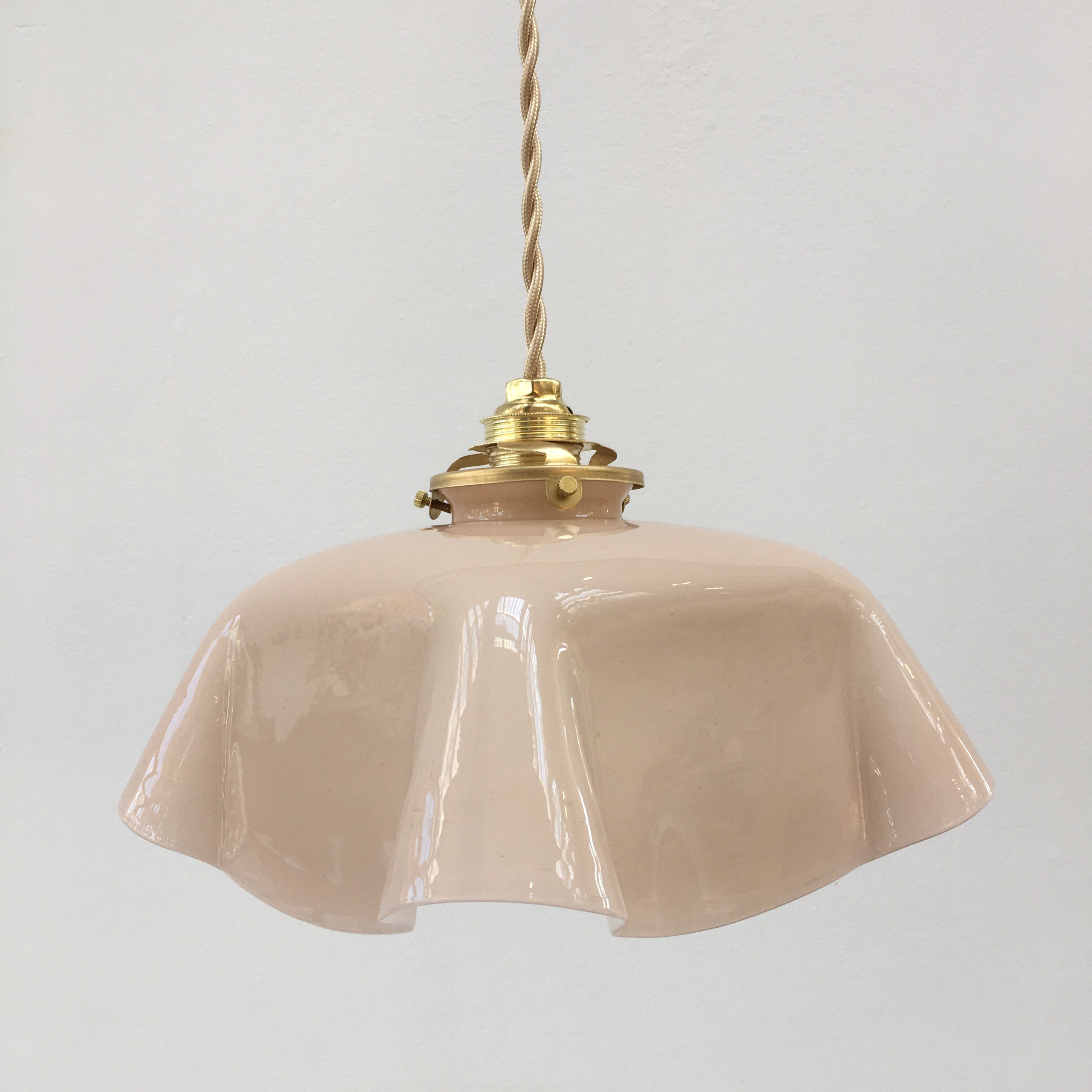 Vintage pendant lamp in pink opaline