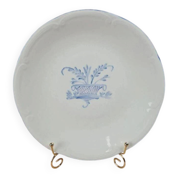 Antique Gien plate with blue decoration – floral basket – 24 cm