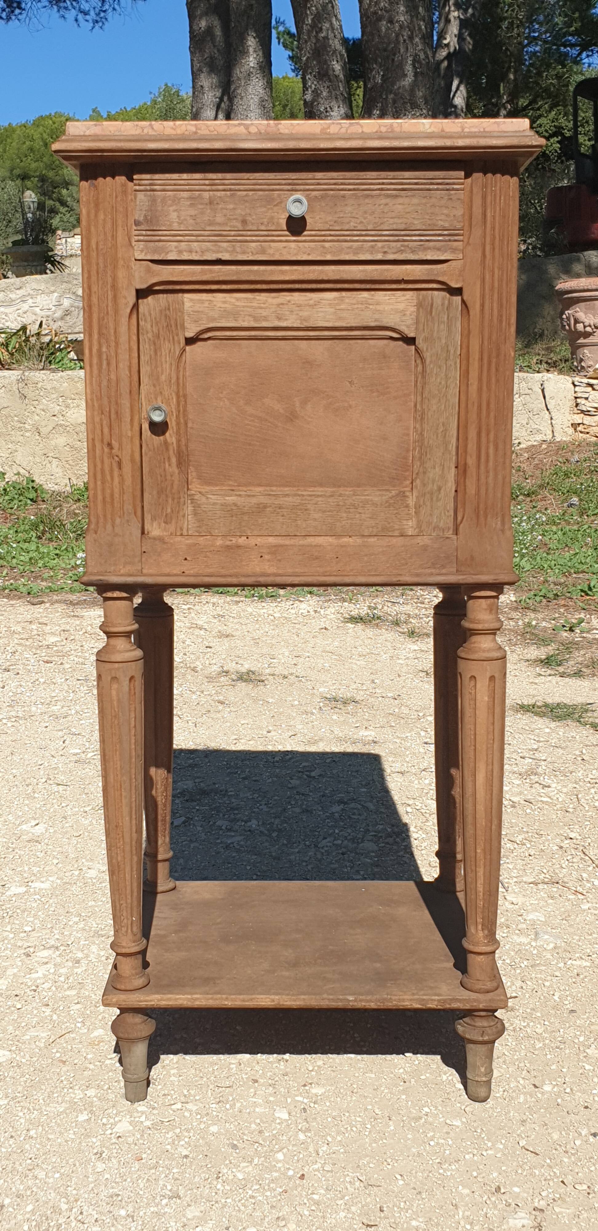 Natural wood bedside table