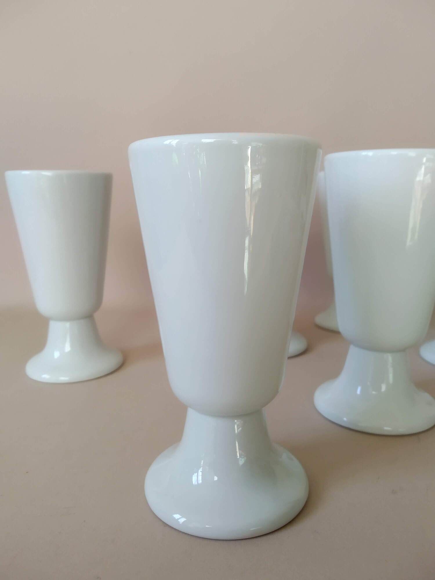 Lot 6 mazagrans white porcelain CNP Vintage