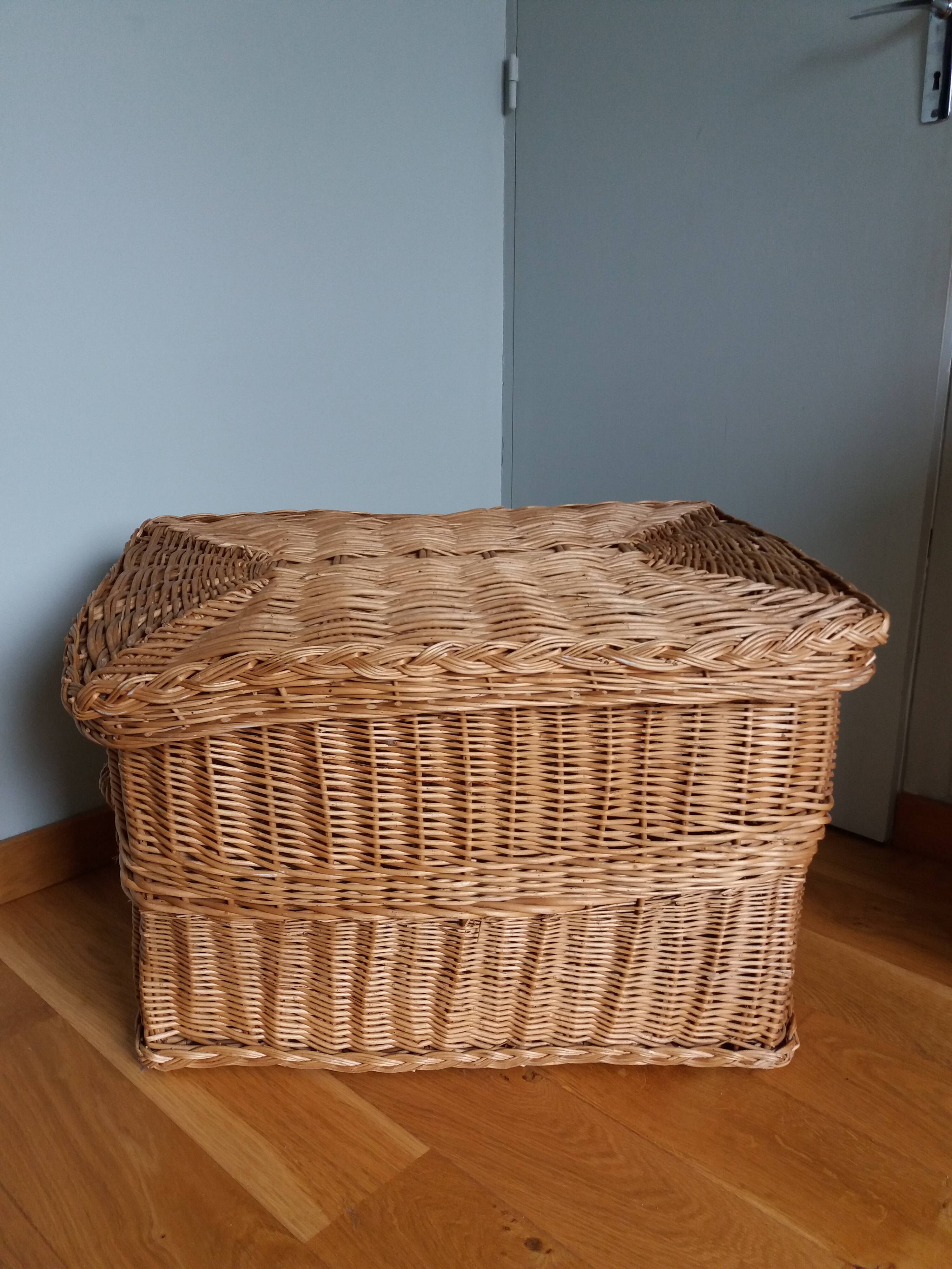Panier en osier rotin grand coffre à jouets