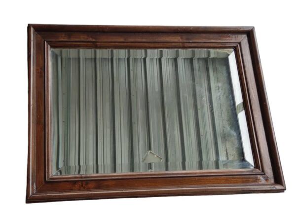 Ancien miroir biseauté encadrement cadre bois