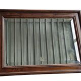 Ancien miroir biseauté encadrement cadre bois