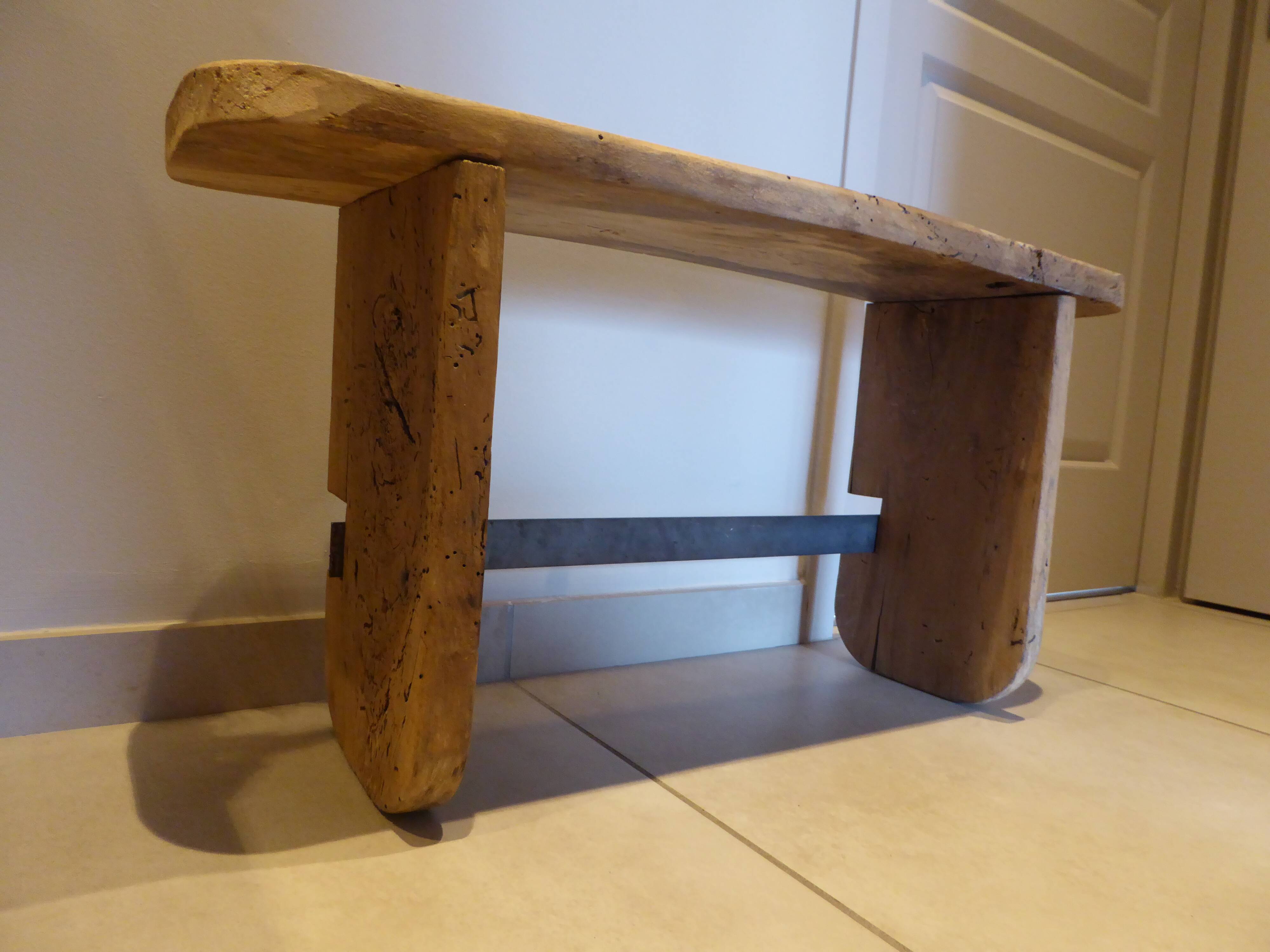 wooden bench old solid walnut