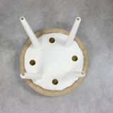 Tabouret vintage italien en tissu beige, années 80