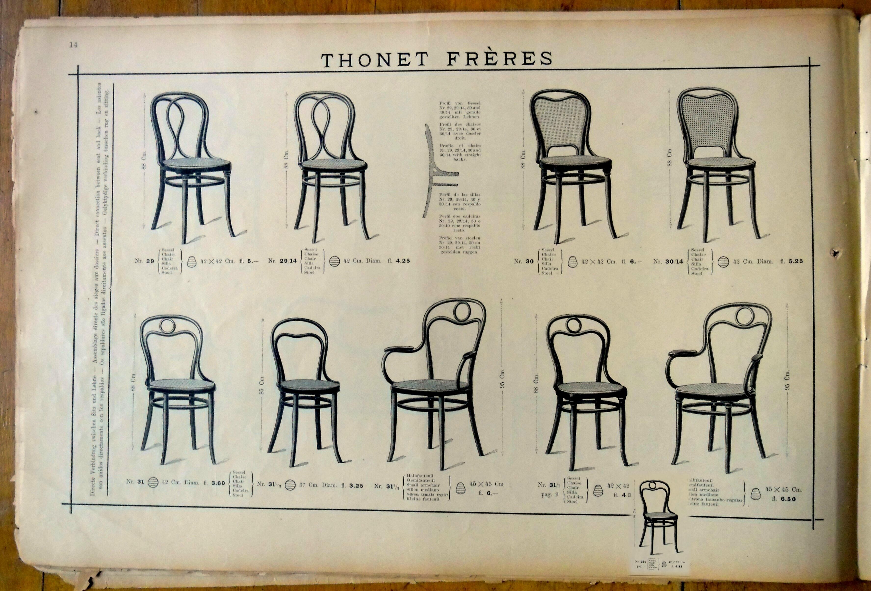 Set of 4 chairs THONET N°31, circa 1880, new cannages