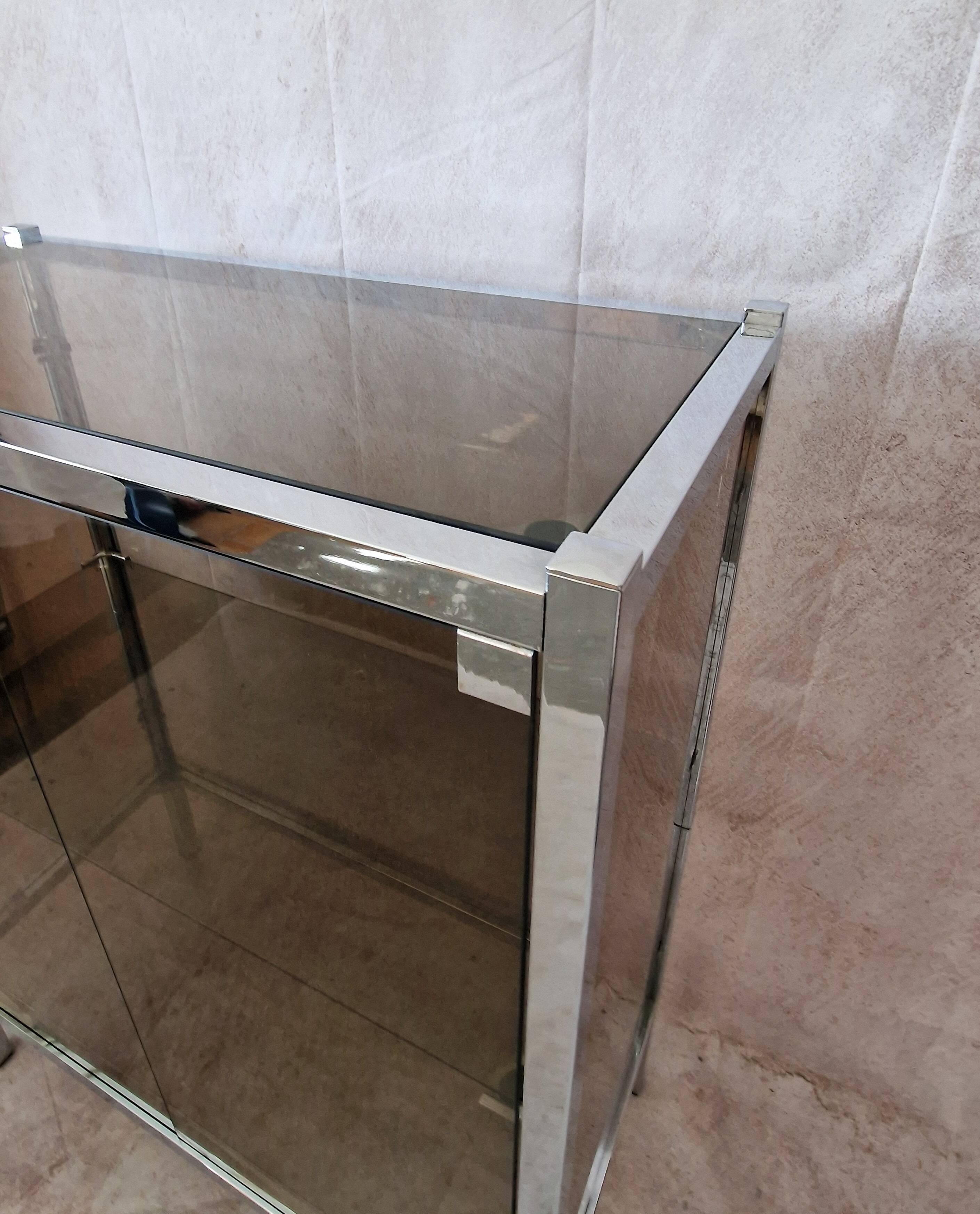 Smoked glass and stainless steel shelf