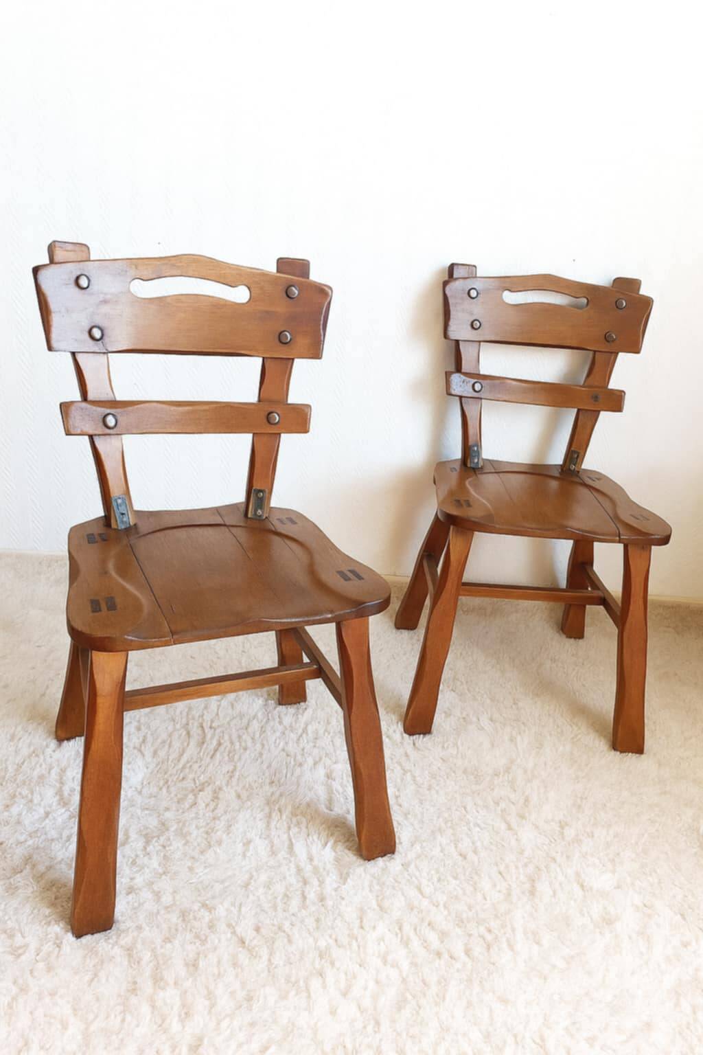 Paire de chaises brutalistes style ranch