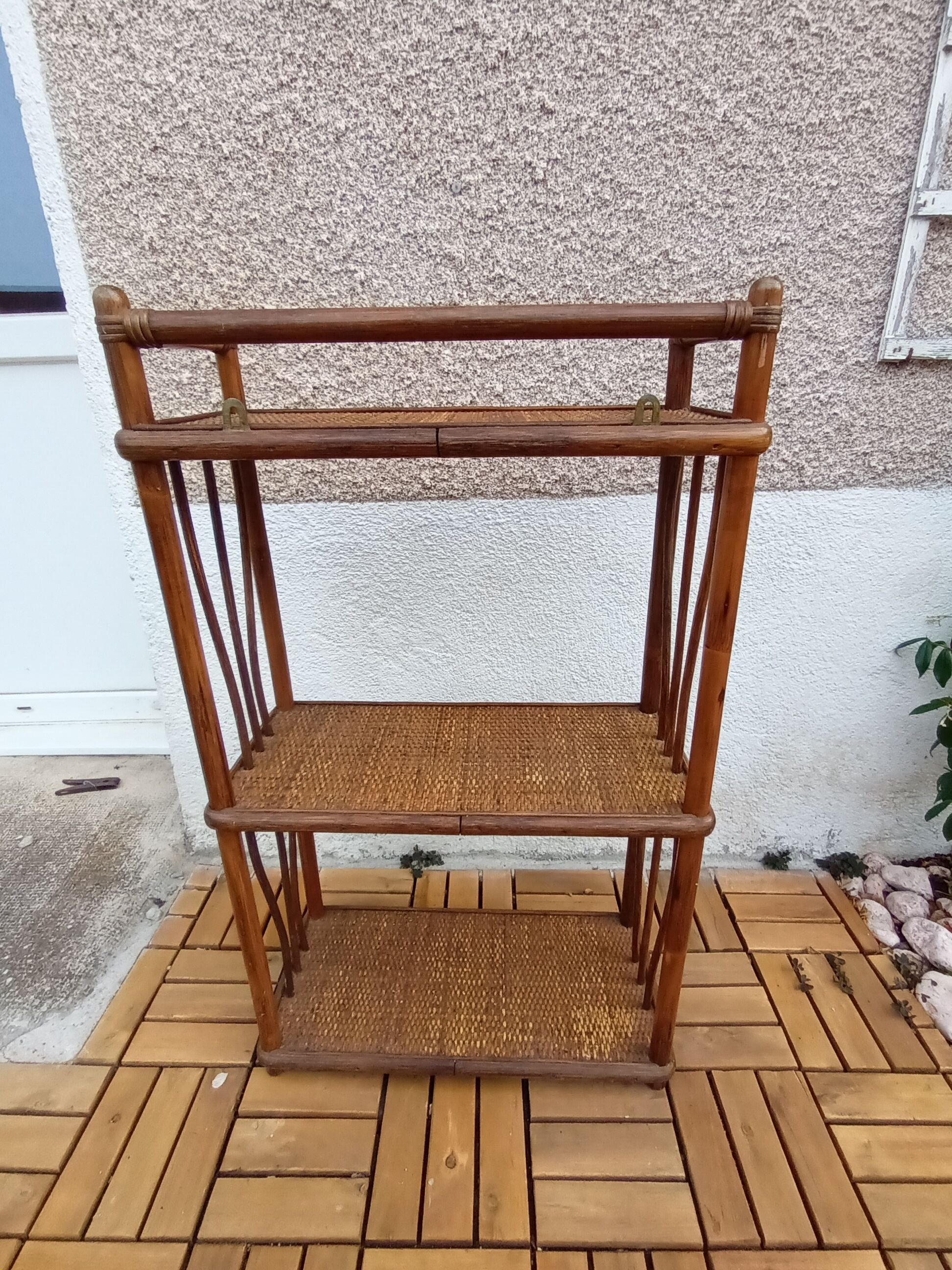 Vintage rattan shelf and canning