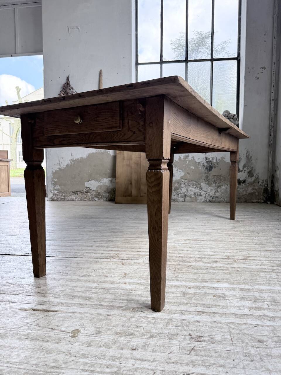 Solid oak farmhouse table with extensions (190-280cm) 1950