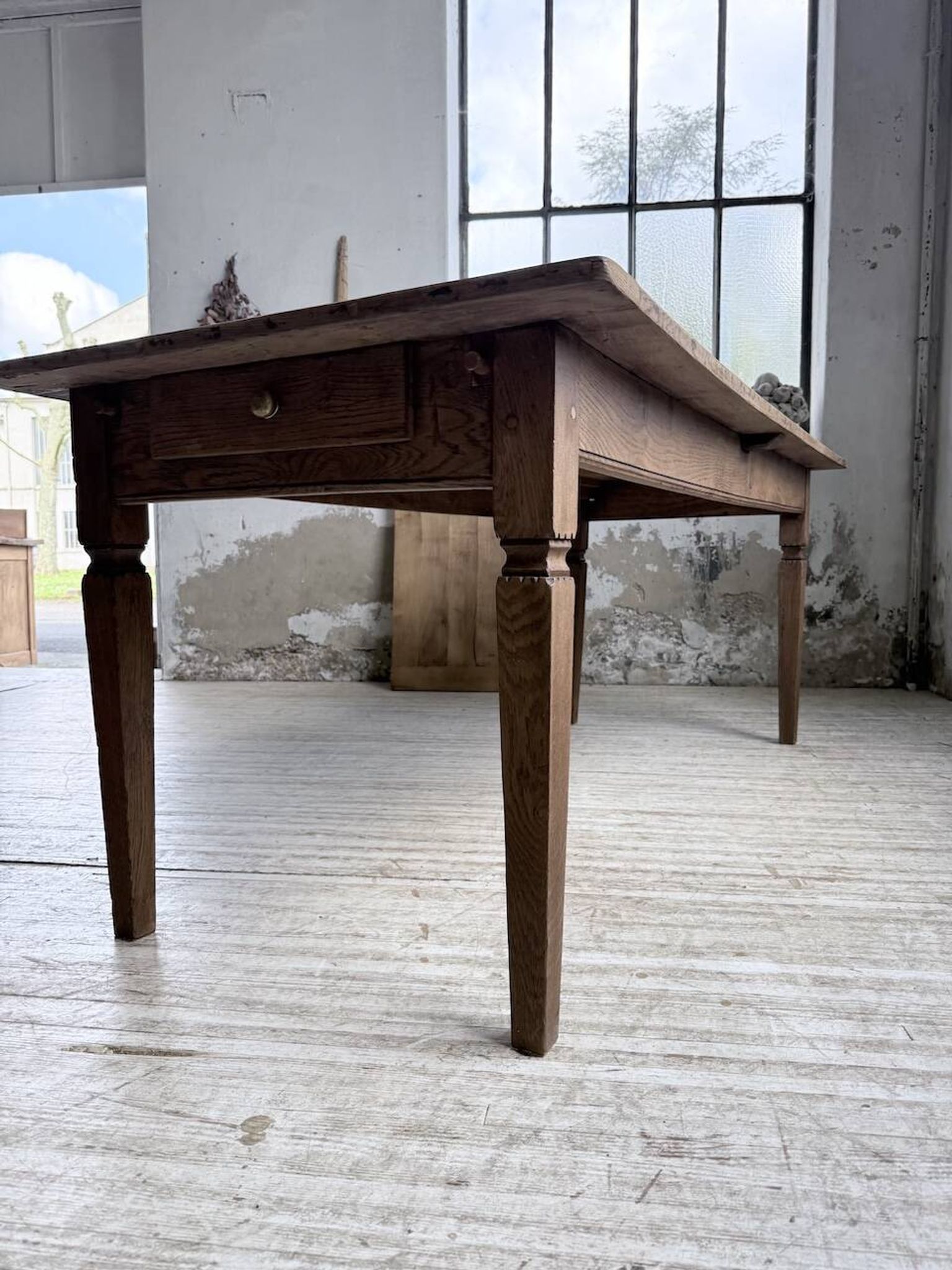 Solid oak farmhouse table with extensions (190-280cm) 1950