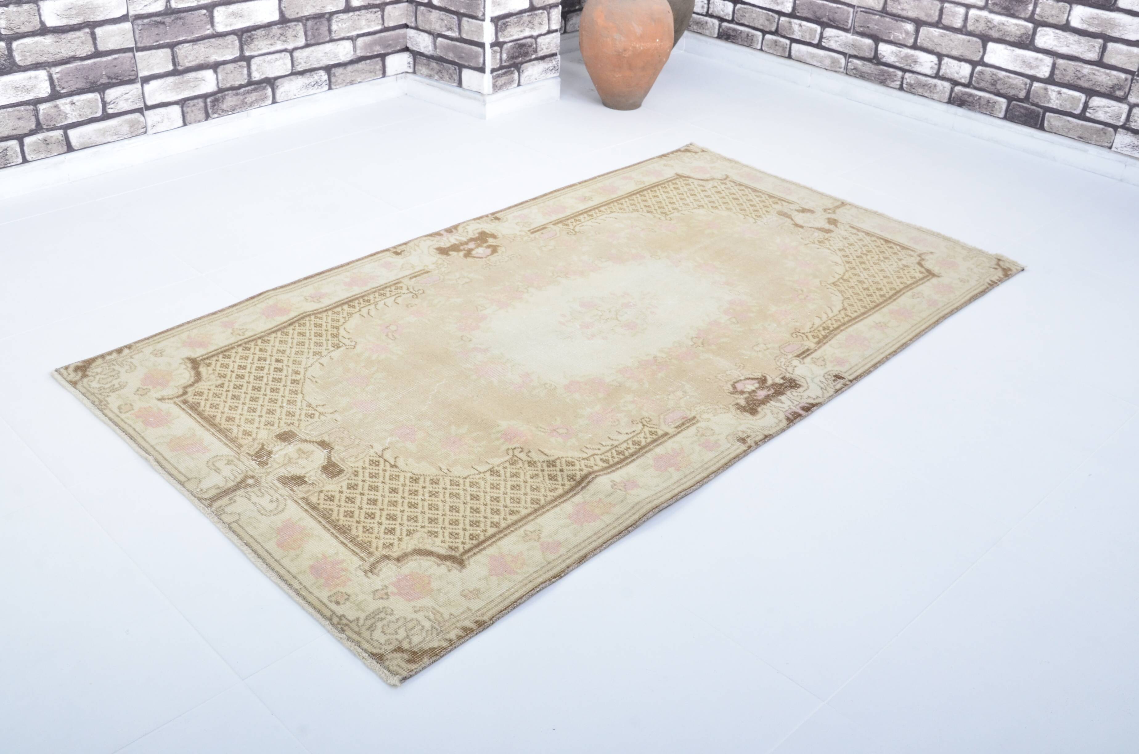 Tapis Oushak vintage aux couleurs douces, référence 3298