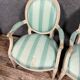 Pair of Louis XVI cabriolet armchairs in lacquered wood, 18th century