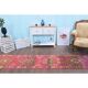1970s Turkish Hand-Knotted Wool Cotton Pink Runner 79x371