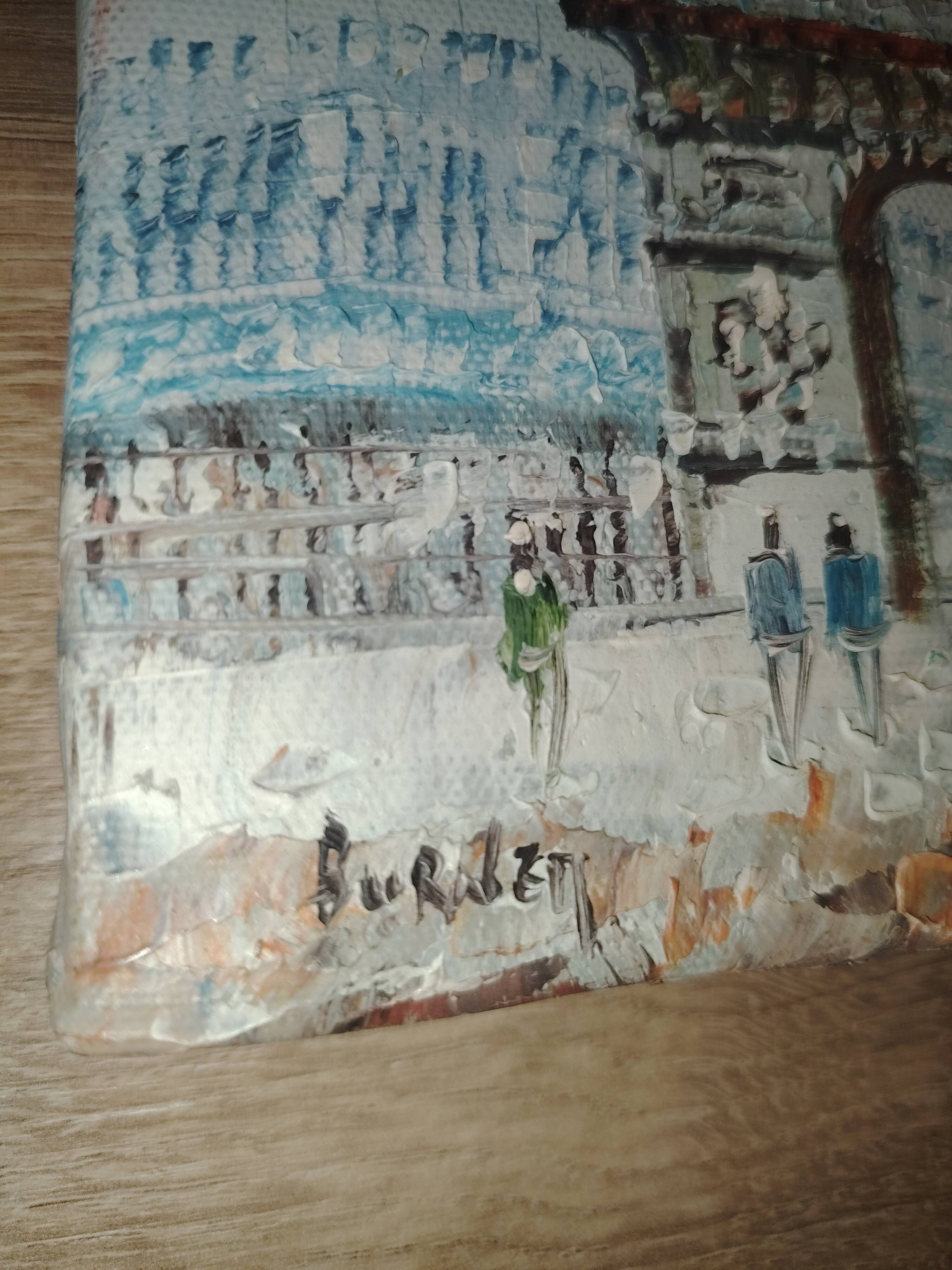 Petit tableau ancien signé – Scène de Paris (Arc de Triomphe)