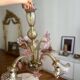 Murano glass chandelier Venetian flowers, circa 1950/1970 pink yellow