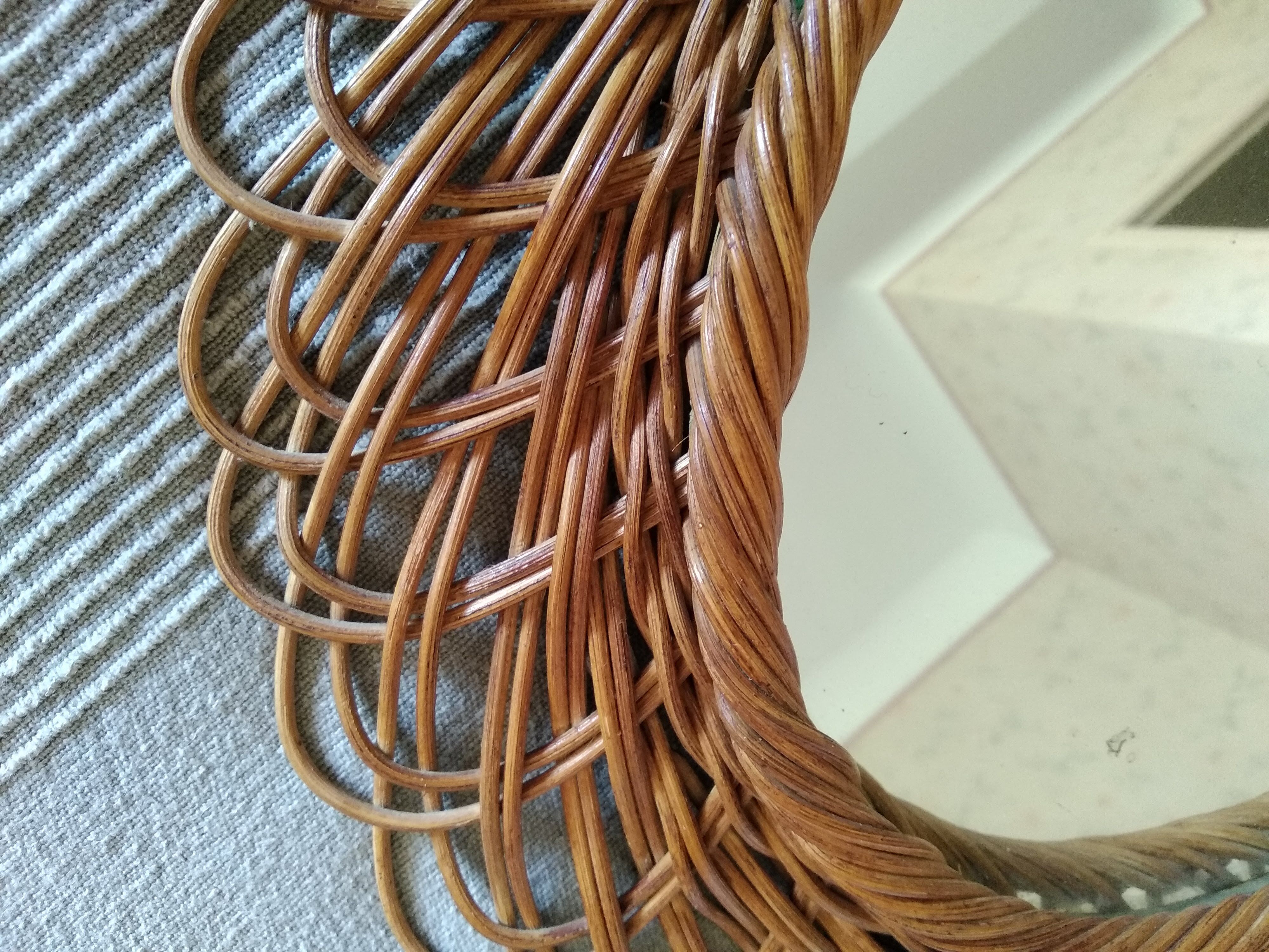 Oval rattan mirror 60s