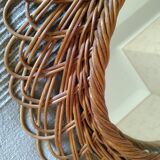 Oval rattan mirror 60s