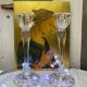 Duo de grands bougeoirs en cristal vintage