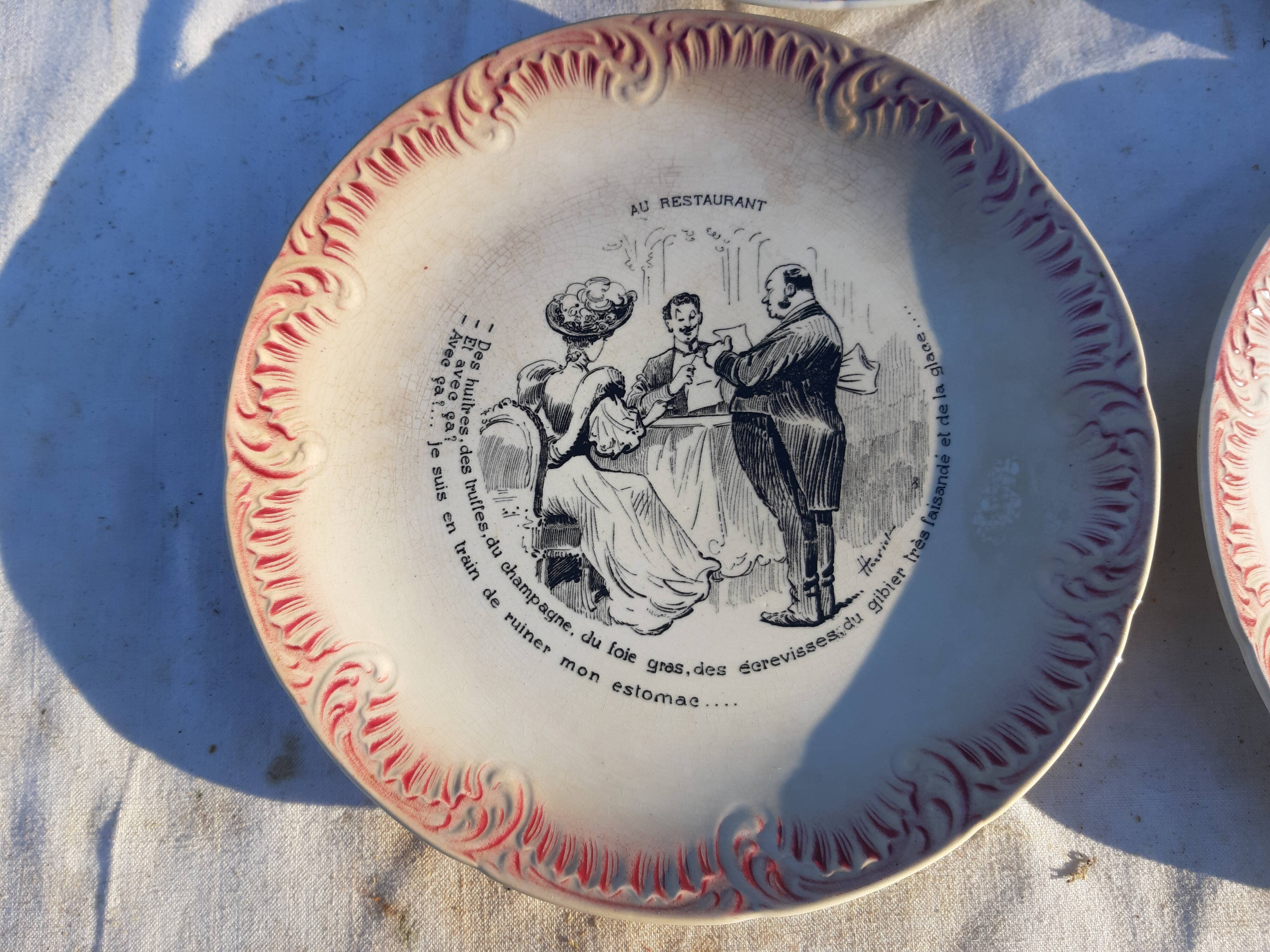 7 Digoin Sarreguemines plates in earthenware