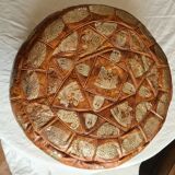Moroccan pouf in natural leather