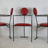 3 armchairs designs steel and leather, France, circa 1980