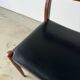 Set of 6 Scandinavian design chairs in solid teak and black Skai.